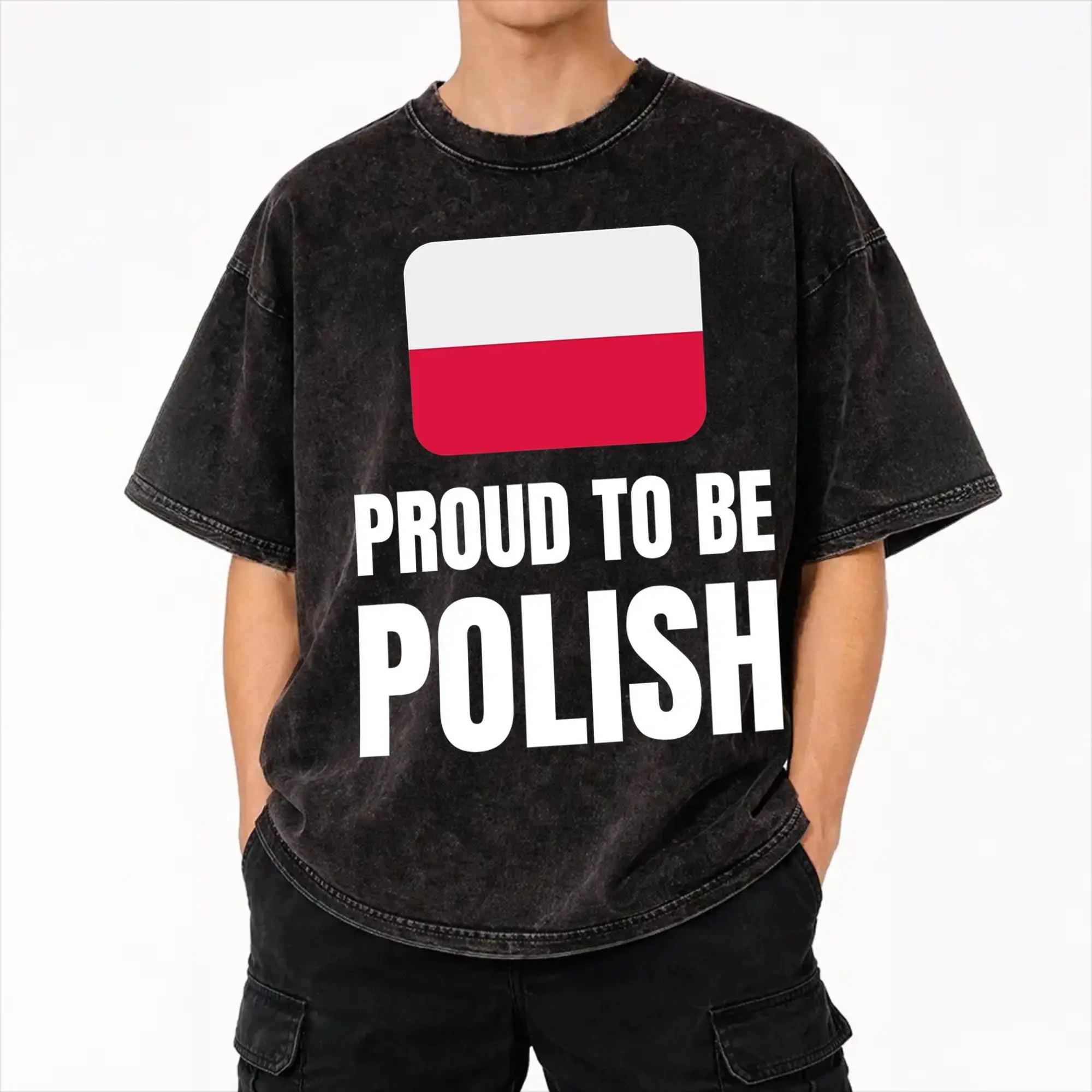 Harajuku Washed Shirt Be Like Poland Polska Polish Flag  Merch Cool T Shirt Oversize  Streetwear 100% Cotton Printed Tops Tees