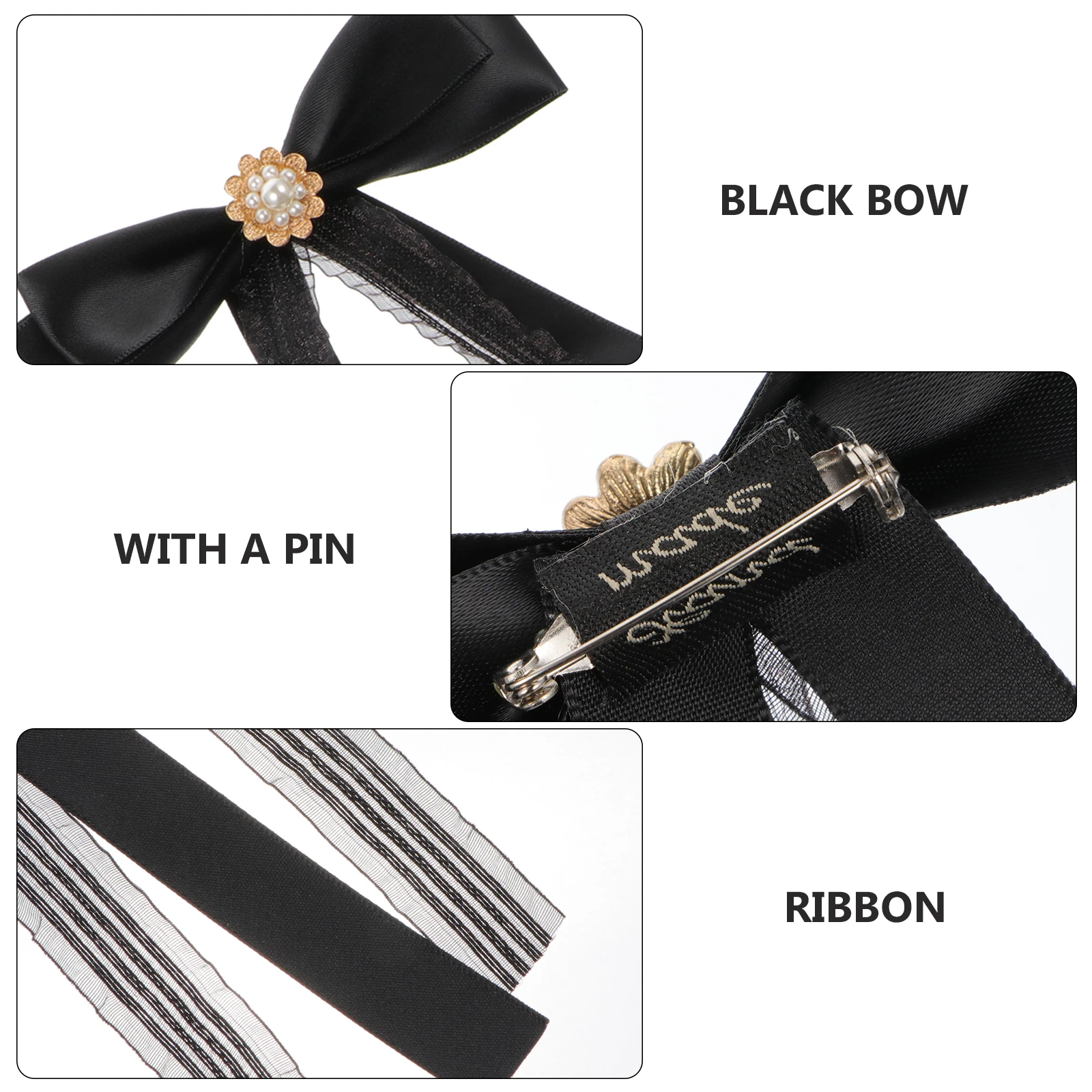 

Bow Tie Brooch for Women Shirt Neck Accessory Symmetrical Design Durable Ribbon Pin Fastening Collarless Skirt Student Wear