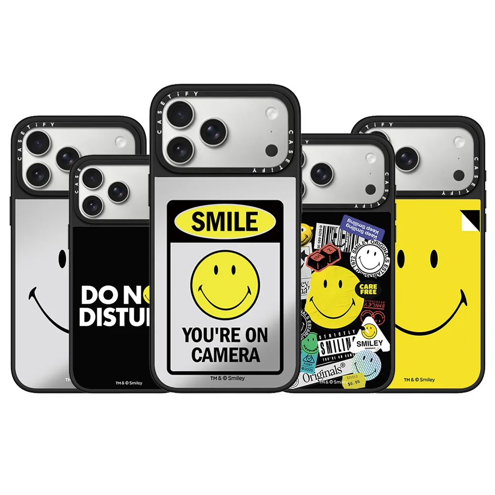 

CASETiFY Милый желтый чехол с смайликом и магнитной подставкой для iPhone 17 16 15 14 13 Pro Max Air Plus, защитный и ударопрочный