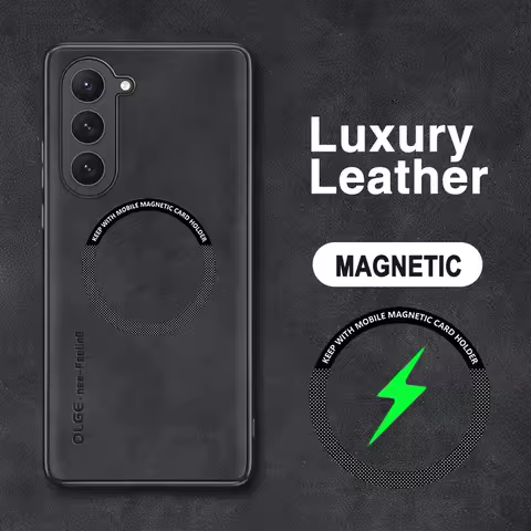 Magnetic For Magsafe Leather Case For Samsung Galaxy S23 S22 Ultra S21 FE S25 S24 Ultra Luxury Wireless Charge Shockproof Cover