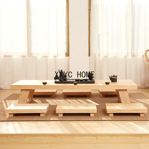 Tatami table and chair set with bay windows, small table in Kangshi Wood Center, new low Zen table