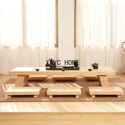 Tatami table and chair set with bay windows, small table in Kangshi Wood Center, new low Zen table