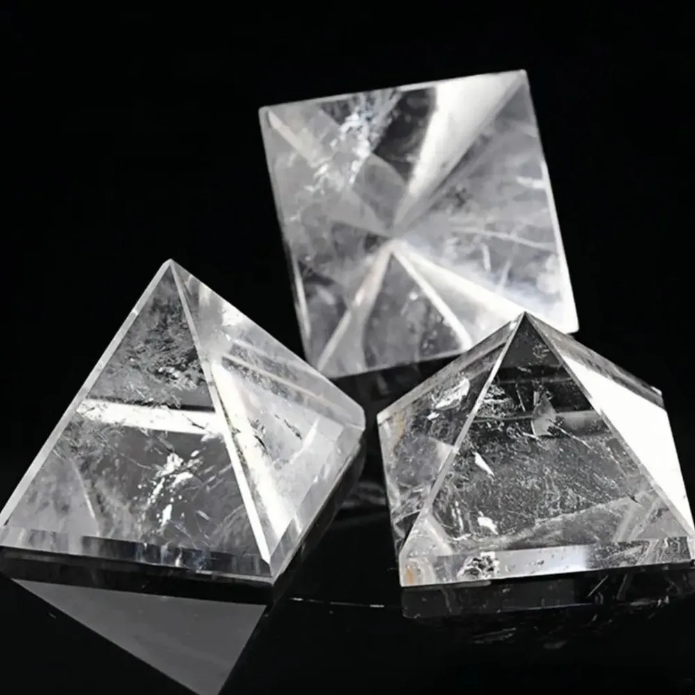 Natural White Quartz Crystal Pyramid 4cm, Clear Reiki Healing Stone, Polished Raw Crystal for Home Décor & Meditation