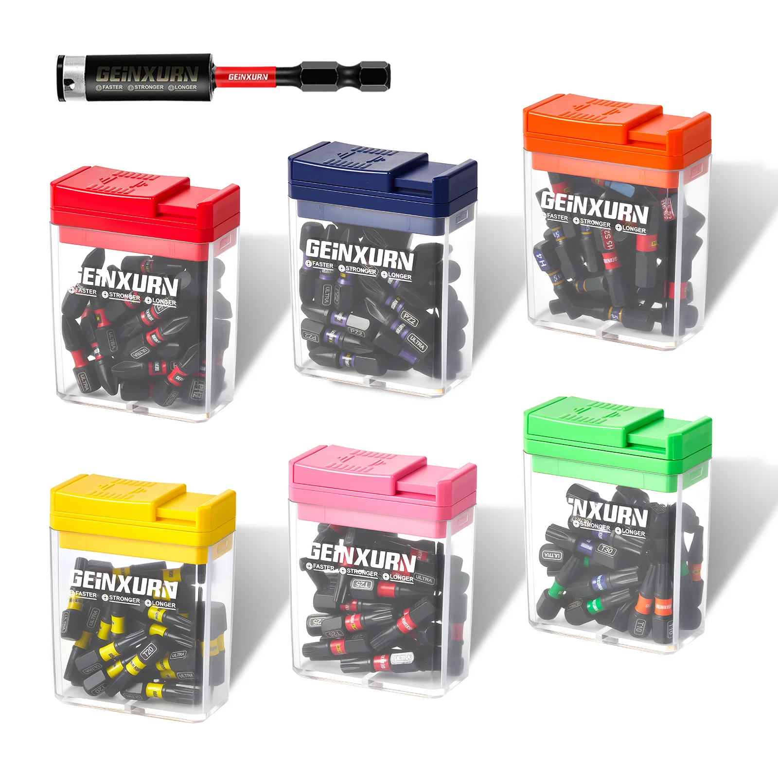 Geinxurn Impact Screwdriver Bits Set, 1"2" PH2/T20/T25 S2 Steel Multi Screwdriver Bits with Bit Holder with Storage Colorful Box