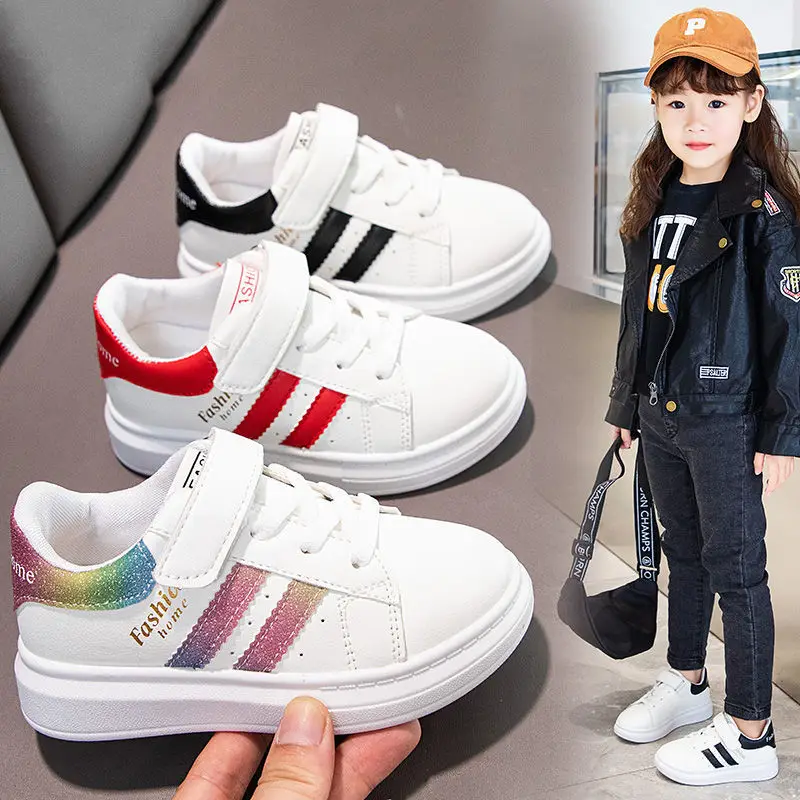 Children's Non-slip Sports Shoes Spring and Autumn Fashion New Color Matching Edge Decoration Girls and Boys Joker Casual Shoes