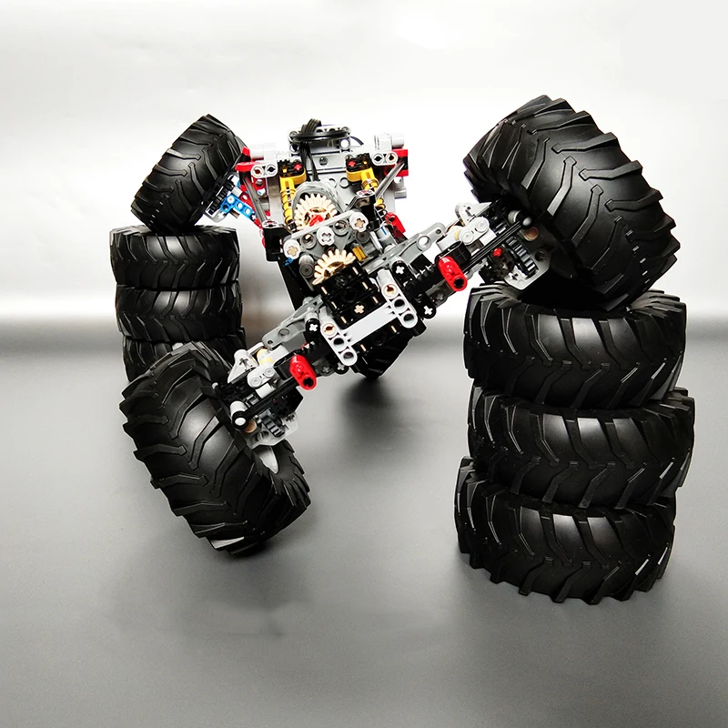 RCmall 4WD Kletterauto Offroad-Vorderradaufhängungssystem MOC Bausteine Teile-Set 23798 + 15038 Reifen Kompatibel mit LEGOed – Detail 6