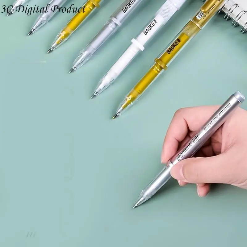 قلم جل القلم المرتفع قلم 1 مم قلم لبطانة فاخرة للرسم الفني رسم اليومية سكرابوكينغ فضية بيضاء أو ذهبية Q84A