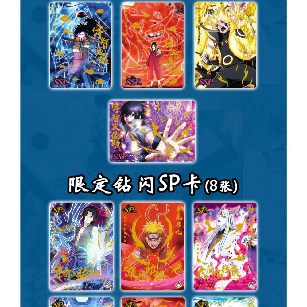 wholesale Naruto Collection Cards Uzumaki Narut Uchiha Sasuke Super Rare SSR Diamond Flash Cards Anime Role Toys Gifts