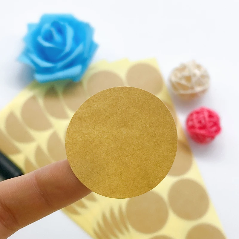 100pcs/pack Vintage Kraft Label Sticker Round Diameter 33~35MM Leather Color Blank Seal Stickers