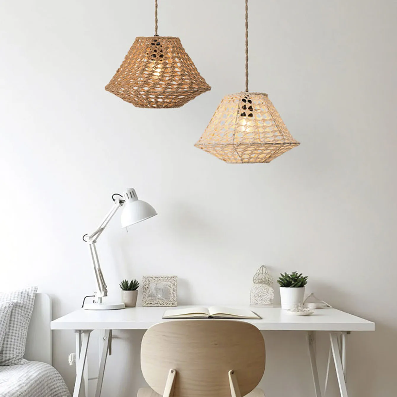 

Unique Pendant Cover Shade Paper Chic Boho Decorative Woven Creative Handmade Lighting Artistic Light Lamp Fixture Lampshade
