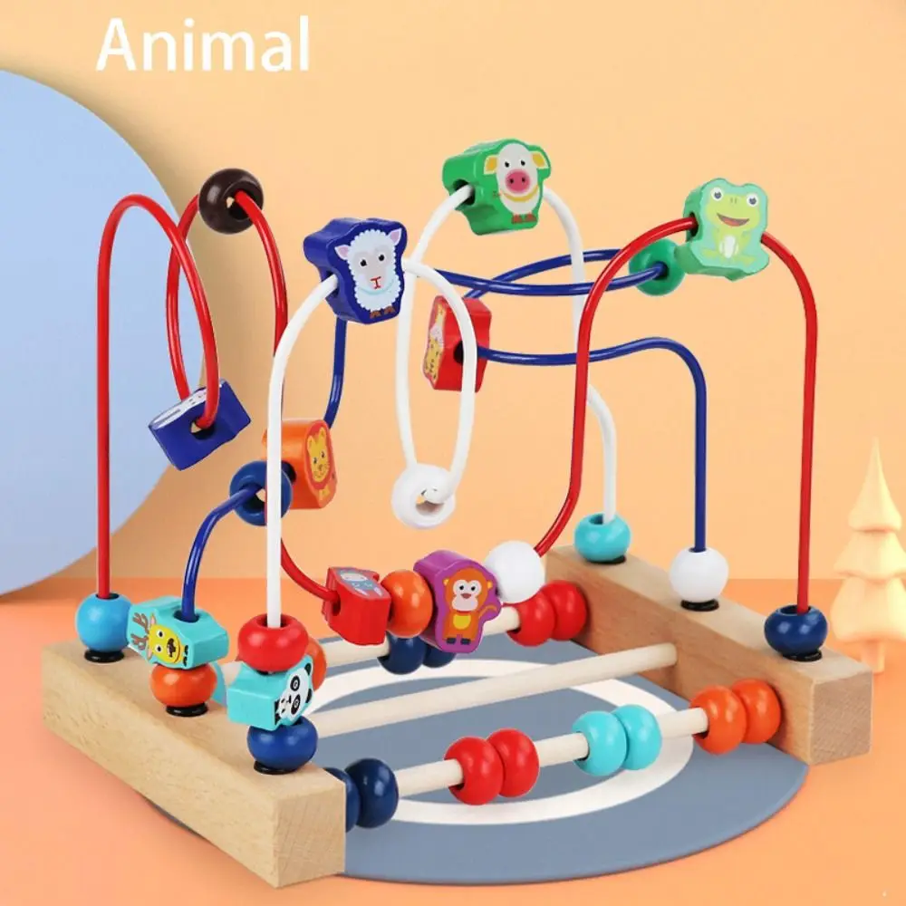 Animali colorati Giocattoli di legno Perline di legno Conteggio Apprendimento Giocattoli per l'educazione precoce Forme Cerchio Matematica Puzzle Labirinto di perline Ragazzi Ragazze