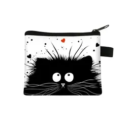 Cute Cat Print Coin Purses Mini Coin Wallet Bag Card Holder ID Credit Holder Pocket Women Girls Kids Coin Purses Cosmetic Bag F1