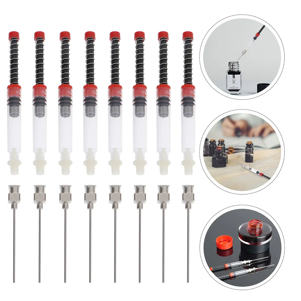 8 Pcs Ink Pen Fountain Blotter Absorber Converter Device Red Student Refill Tool