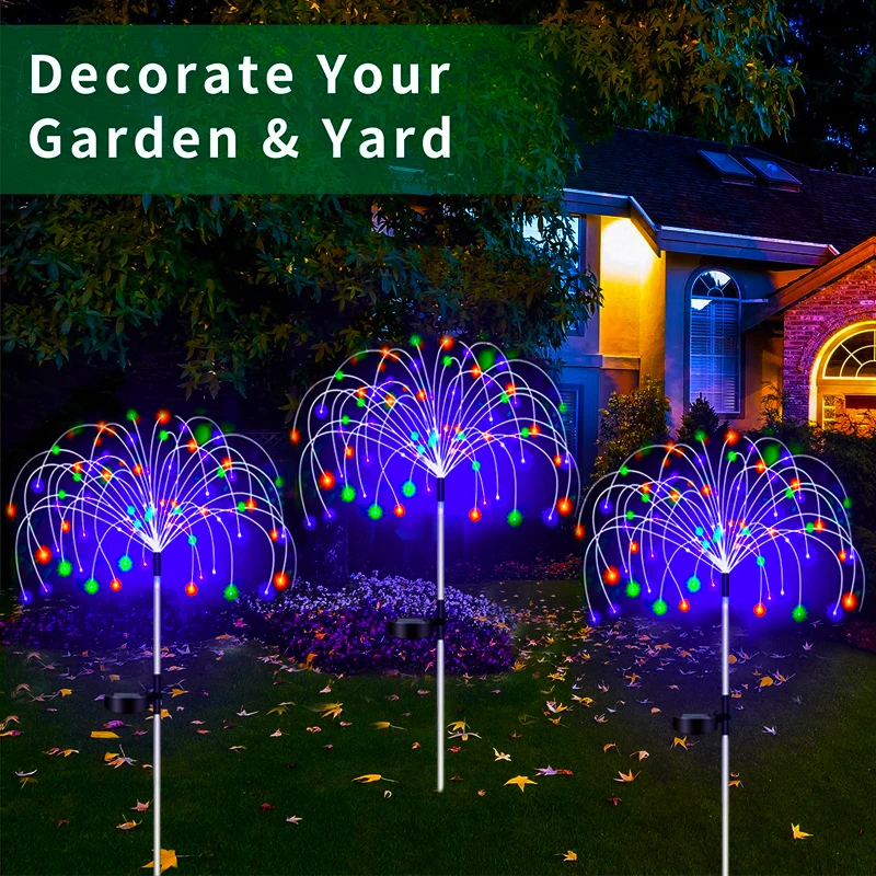 LED Solar Firework Lamp Outdoor Garden Decor Pathway Fairy Lights Waterproof Christmas Yard Balcony Patio Lawn Solar Light