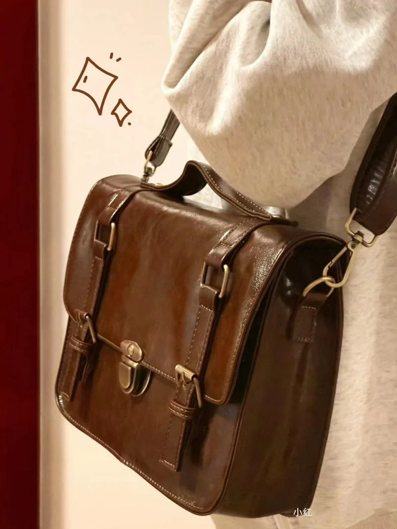 Women\'s Handbags Trend 2023 Vintage Postman Leather Girls Shoulder Bag Female Casual Tote Y2K Ladies Handbag Retro Bags Women