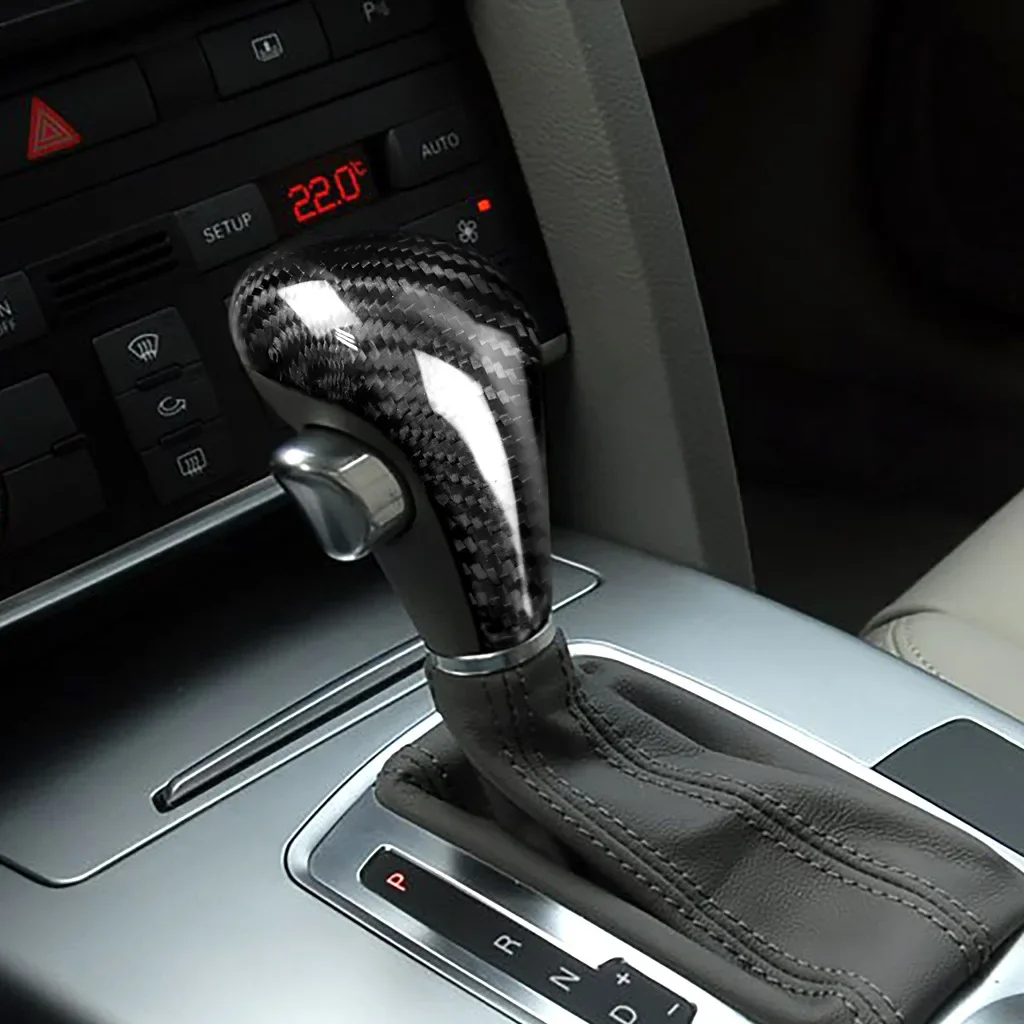 For Audi A4 A5 A6 C6 Q5 Q7 Car Gear Shift Handle Protection Sleeve Cover Trims ABS Carbon Fiber Decorative Sticker Accessories