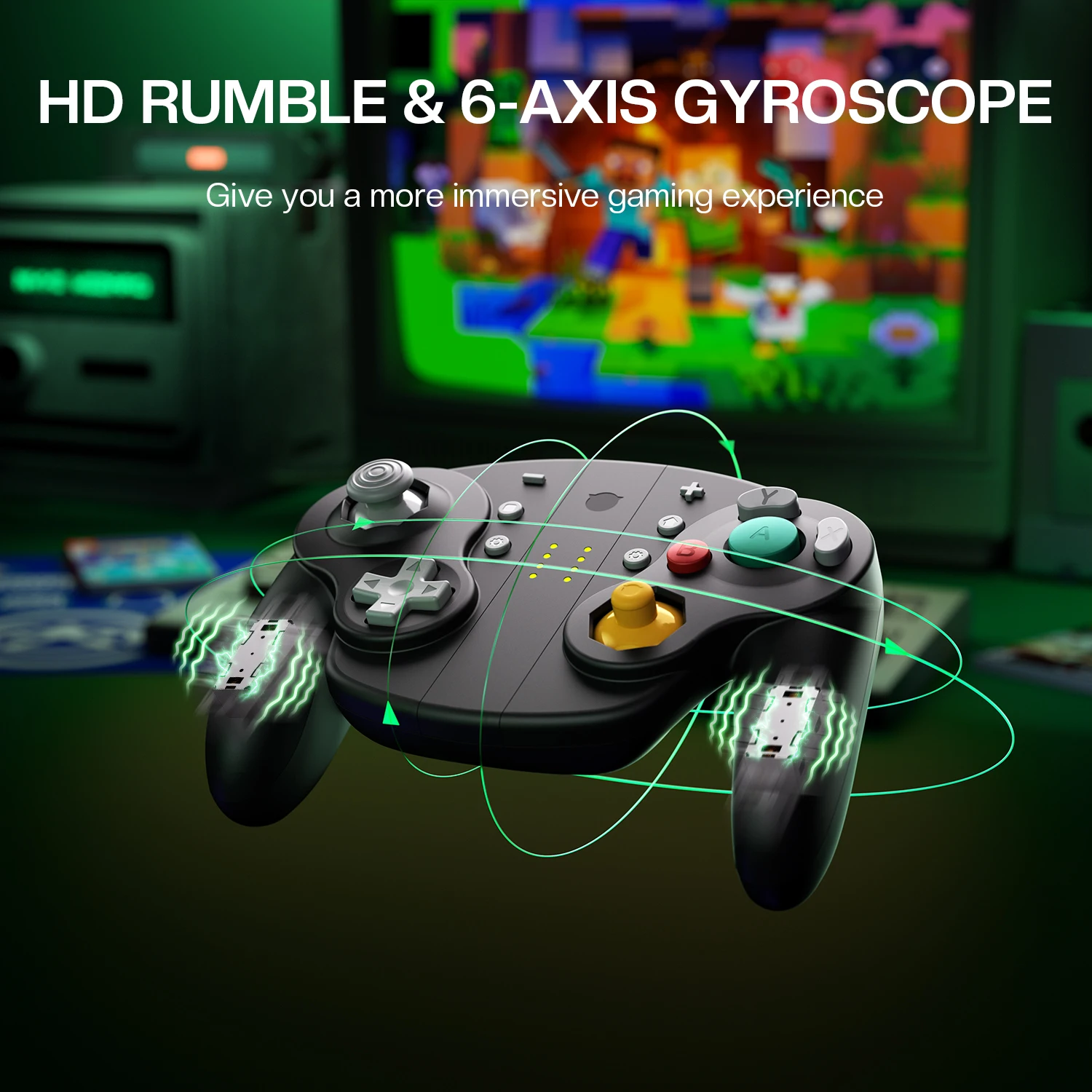 وحدة تحكم ألعاب NYXI Wizard 2 لنينتندو سويتش 2، NGC، NFC، مشغل مزدوج، اهتزاز، موديل أسود #5