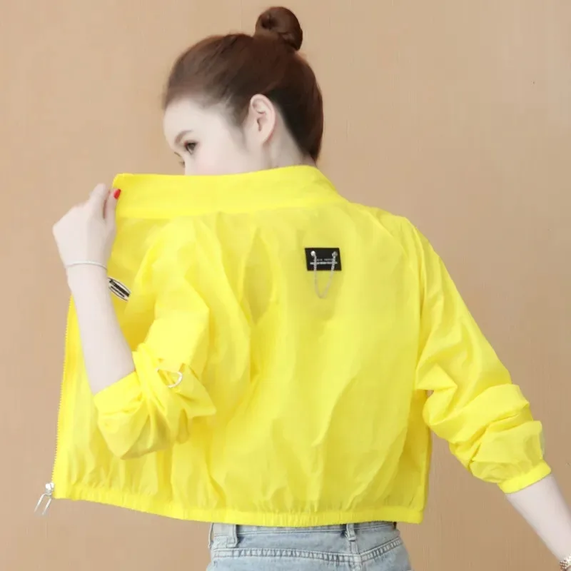 Summer Ice Silk Thin Sun Protection Jacket Female Outdoor Zipper Loose Casual Outerwear UV-proof Breathable Cycling Coats 2023