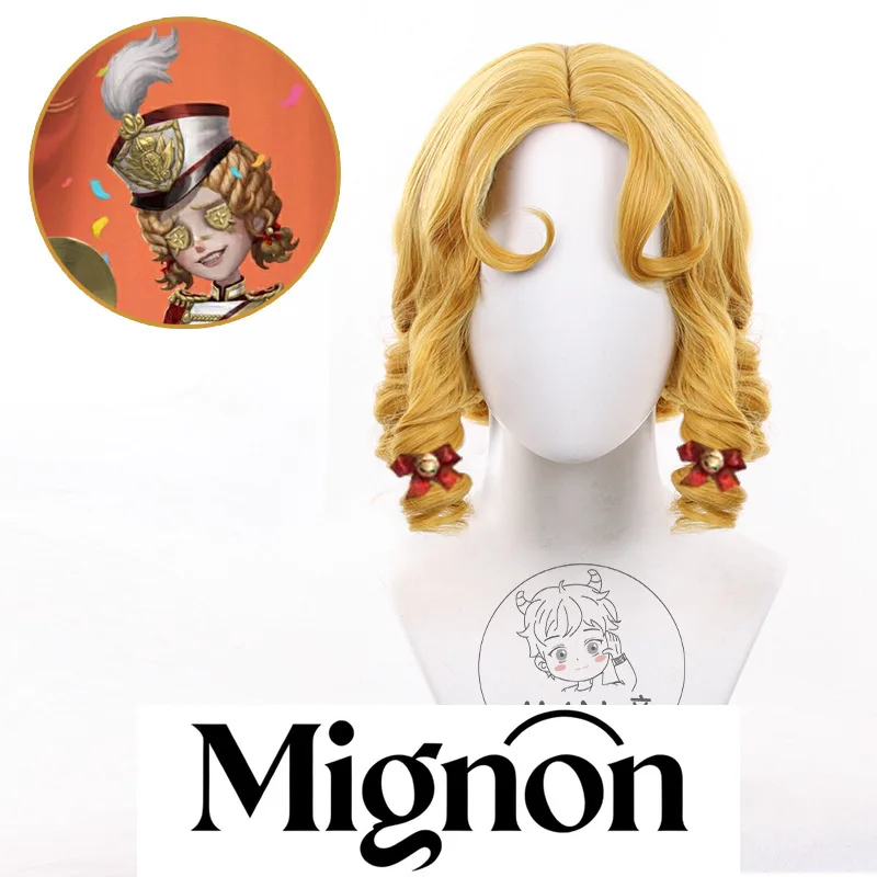 Identity V Cheerleader Rising Star Cosplay Wig Golden Yellow Scalp Top Roman Curls Halloween