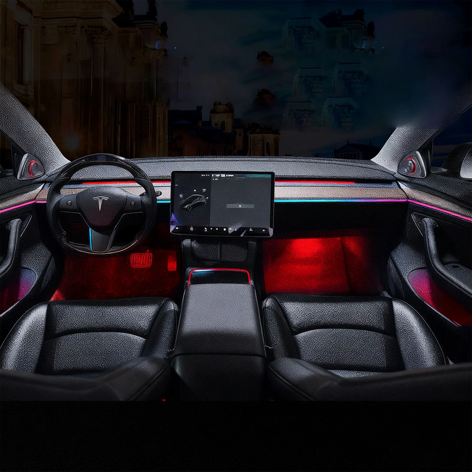 لطراز تسلا 3/Y 4D أضواء مكبر صوت هاي فاي دوارة مع تحذير للبقع العمياء، مقاس OEM، التوصيل والتشغيل، بدون برمجة، مزامنة مع F #2