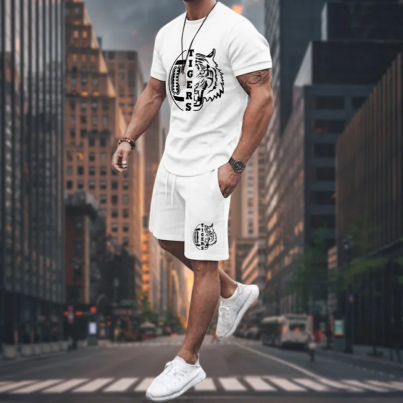 

Men's New Quick-drying T-shirt Shorts Set American Fashion Trend Beach Set High-quality Luxury Y2K Simple Short-sleeved Shorts