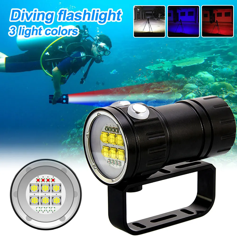 20000Lumens LED Diving Light Super bright led Flashlight Underwater 100m Waterproof Tactical Torch FOR Camera Video Fill Light