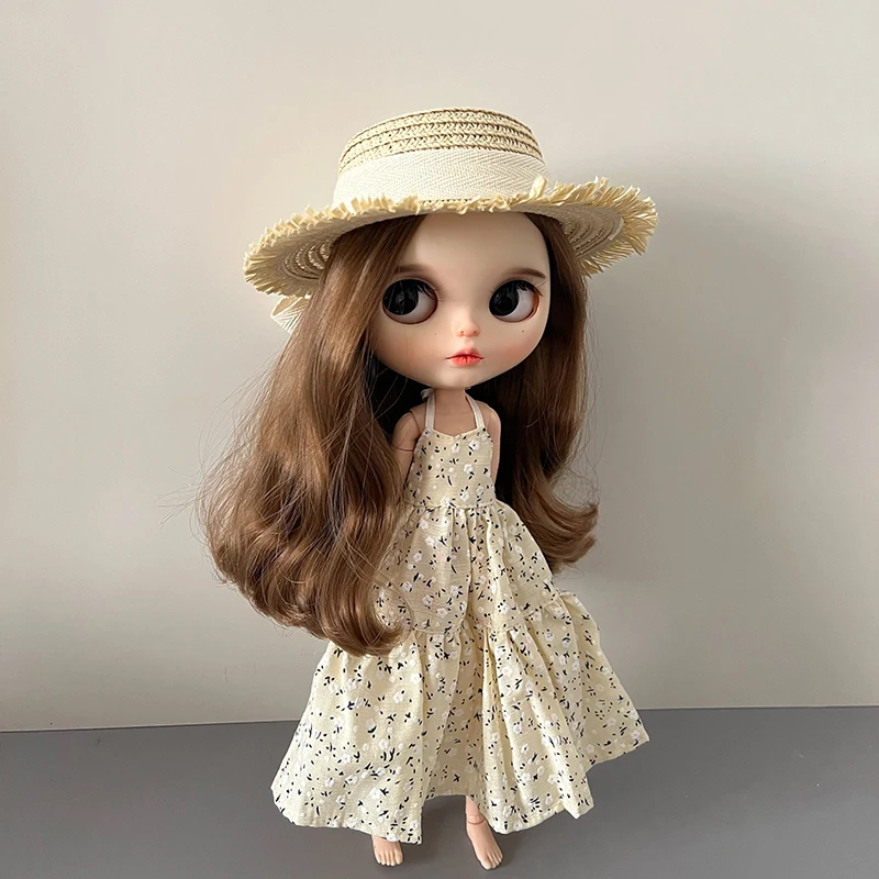 New Blythe Clothes Floral Print Suspender Mini Dress Casual Slim Sleeveless Party Beach Dress for Blyth OB24 Azone Pullip Dolls