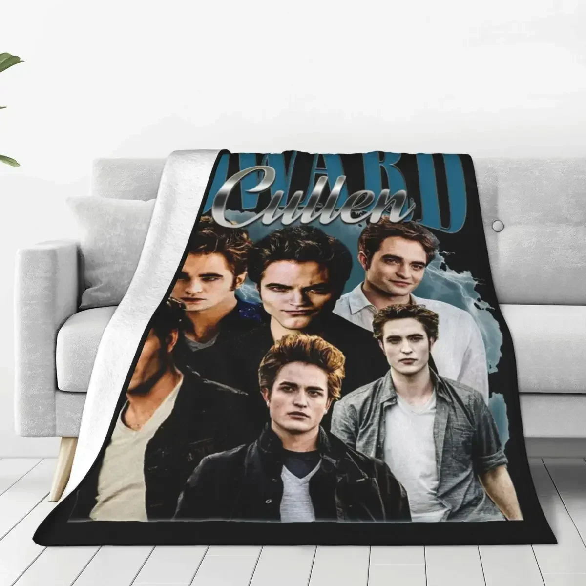 Edward Cullen Retro 90 Homage Twilight Blanket Cover Robert Pattinson Wool Throw Blankets Airplane Travel Soft Warm Custom