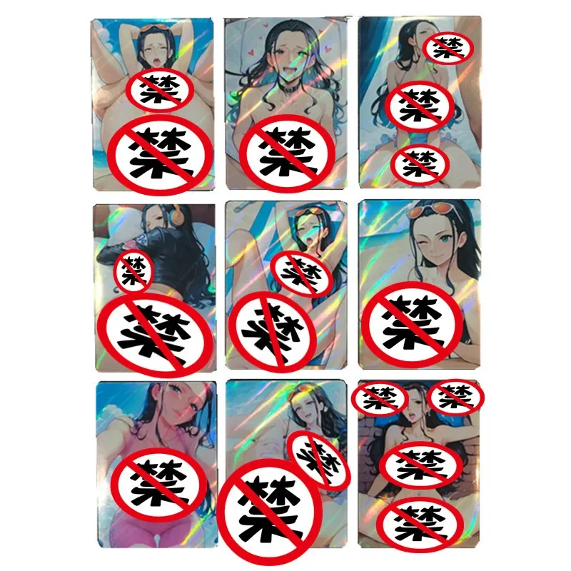 9Pcs/set Anime Card One Piece Nico Robin Sexy Nude Card ACG Beach Swimsuit Bikini Toy Gift Game Comic Collection Card