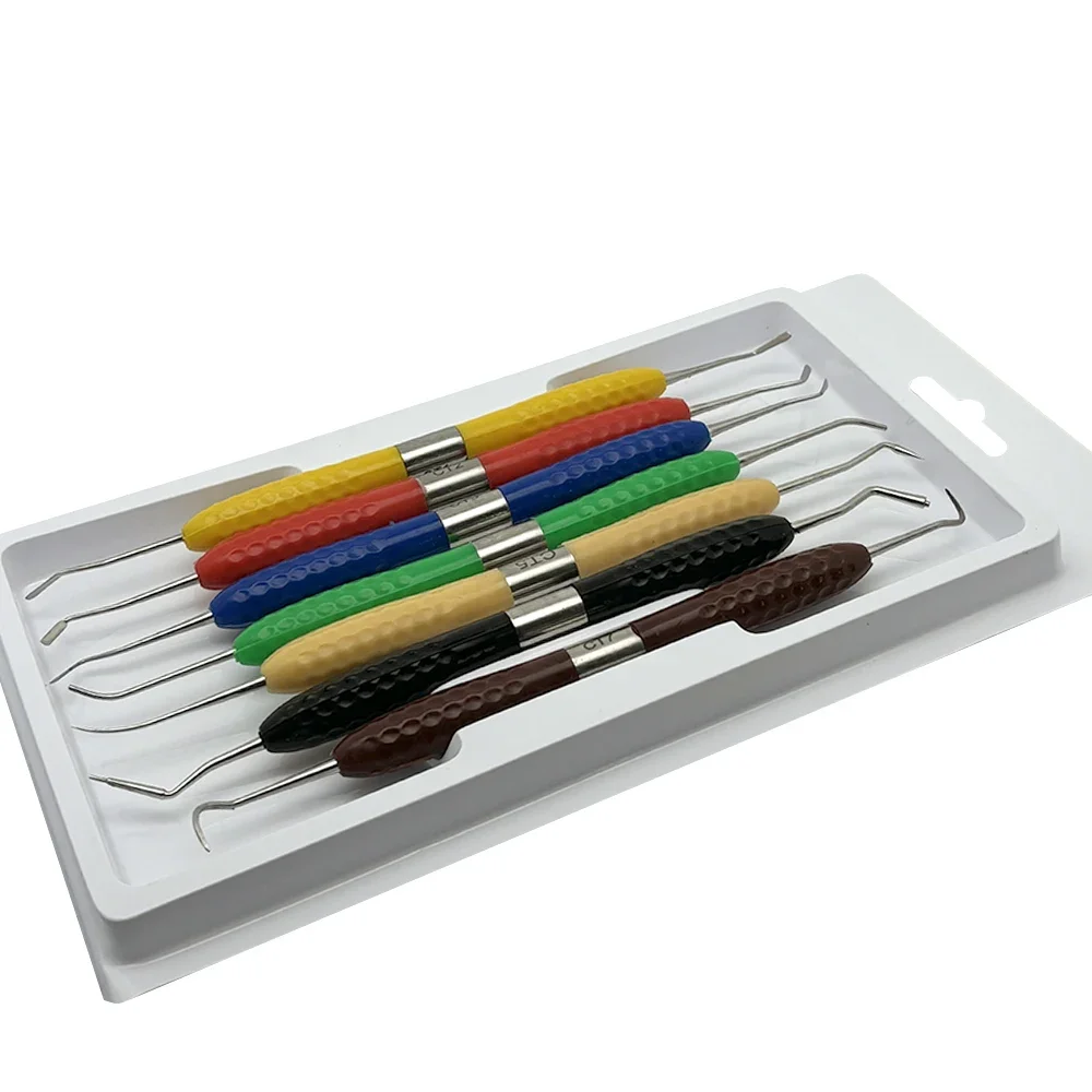 7pcs Double-Head Dental Composite Resin Filling Spatula Set for Aesthetic Restoration and Dentist Restorative Procedures