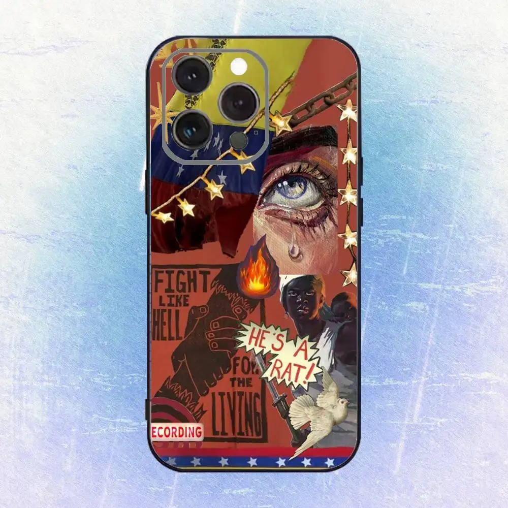 حافظة هاتف مطبوعة فنية إلكترونية من فنزويلا لهواتف iPhone 17,16,15,14,13,12,11 Plus، Pro Max، XS، غطاء أسود من السيليكون الناعم #4