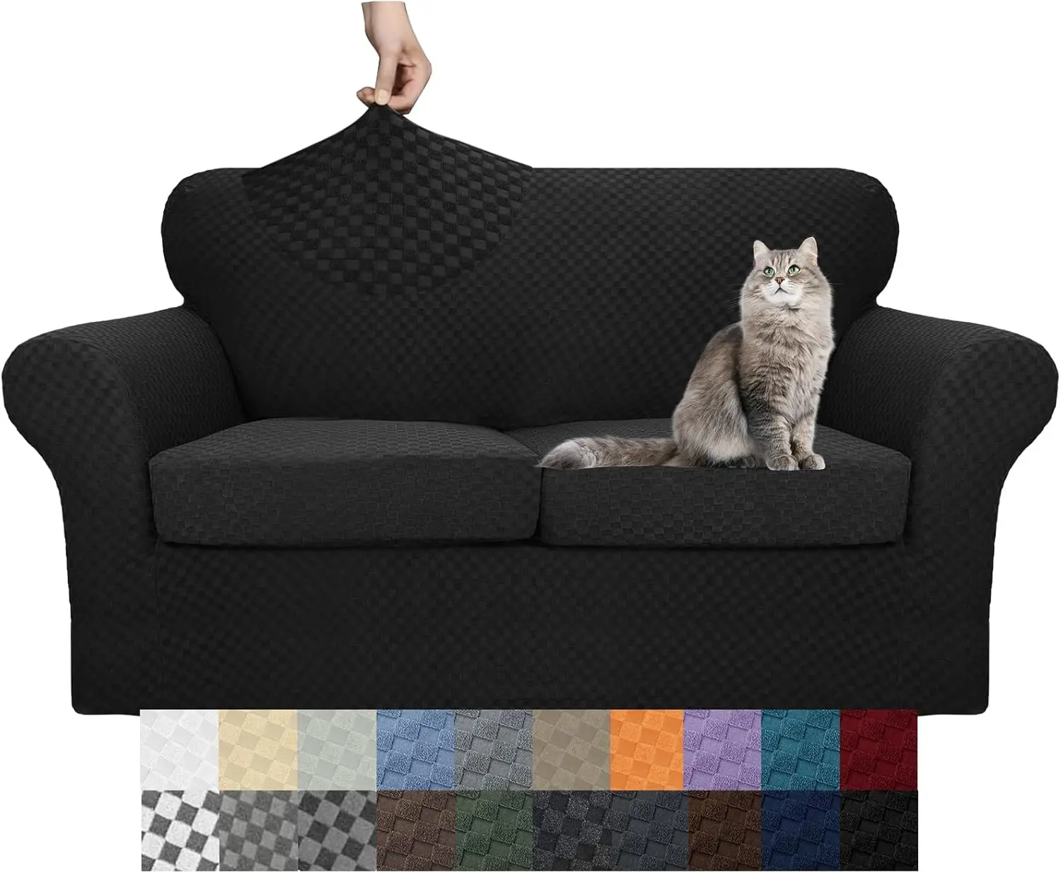 

Latest Checkered 3 Pieces Couch Covers For 2 Cushion Couch High Stretch Thickened Love Seat Sofa Cover For Dogs Pets Anti Slip