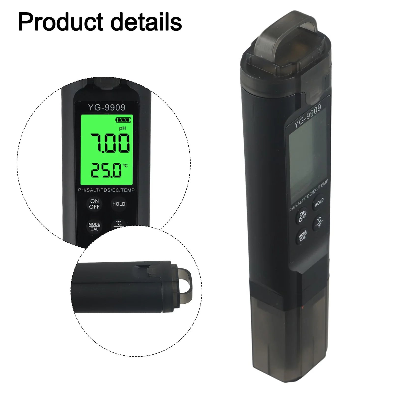 Detector profesional de calidad del agua, amplias aplicaciones en peceras, hidroponía, agua potable, pH, EC, temperatura de sal