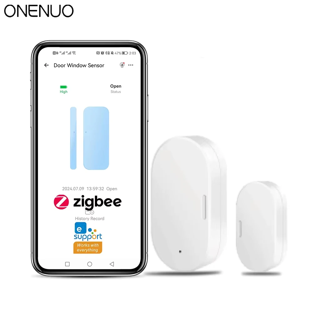 مستشعر باب زيجبي نافذة مغناطيسية لاسلكية كاشف إنذار مغلق مفتوح يعمل مع تطبيق Ewelink Alexa Google Need Gateway #1