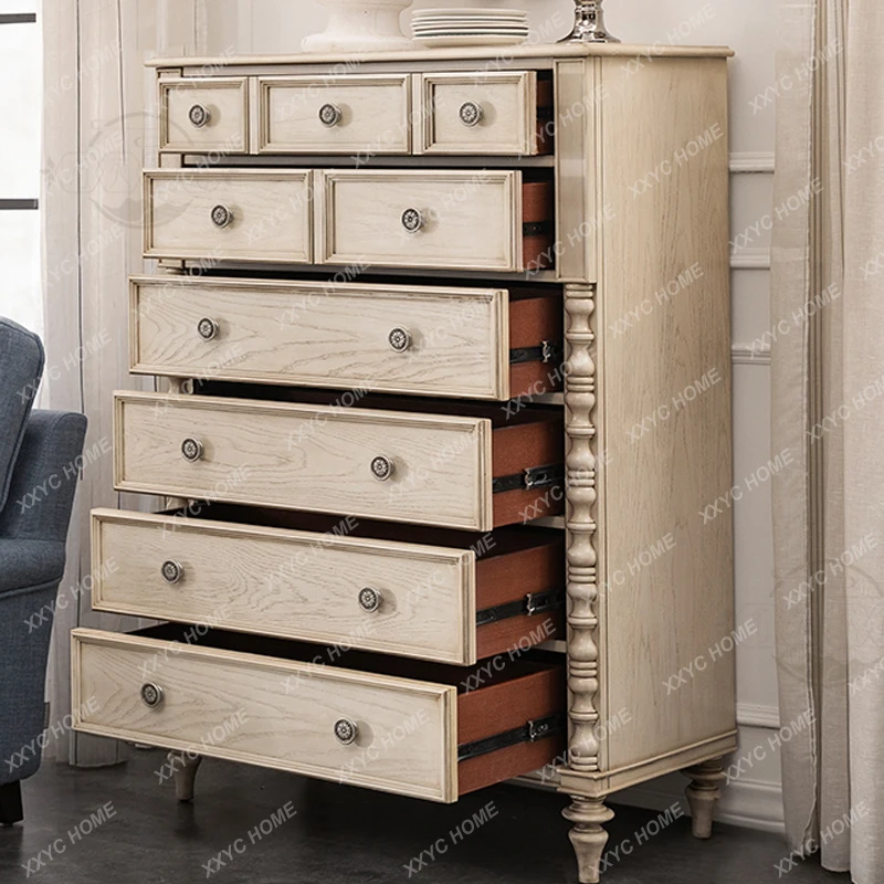 

Шкаф-комод ML в деревенском стиле из массива дерева, ретро, с резьбой, в стиле старинной колонны, легкий люкс, девятисекционный