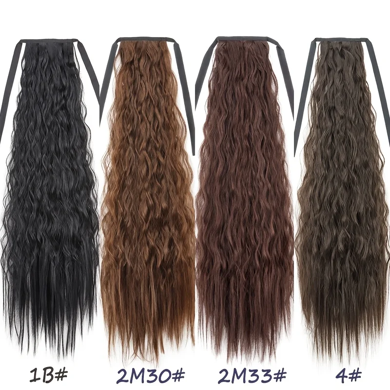 22Inch Synthetic Long Kinky Curly Ponytail Drawstring Clip In Ponytail Black Blonde Hair Extension for Women