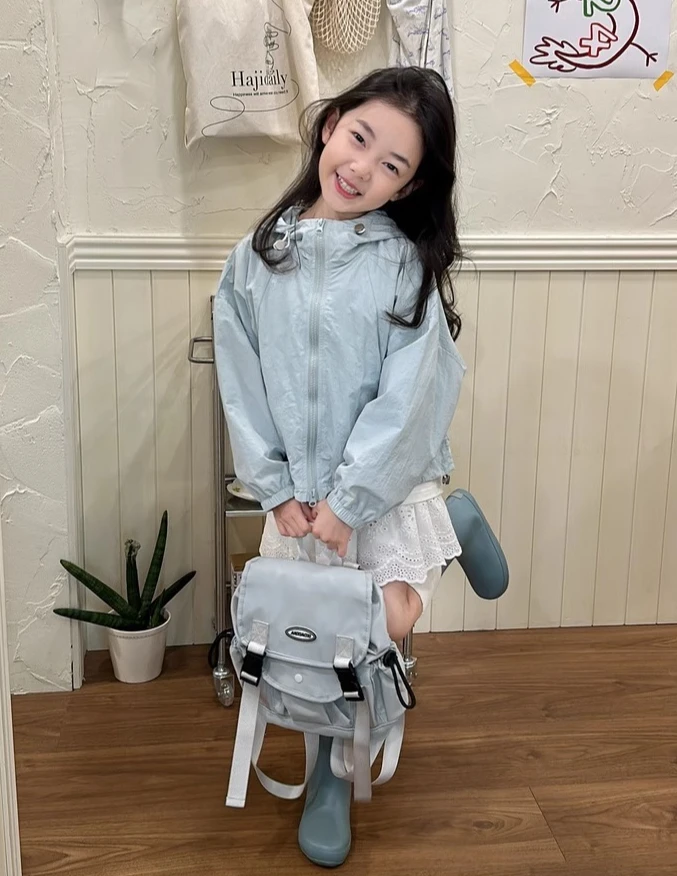 2-14Y Girls Autumn Trench Coats 2025 New Korean Fashion Casual Daily Lightweight Hooded Coat Spring Summer Sunscreen Top