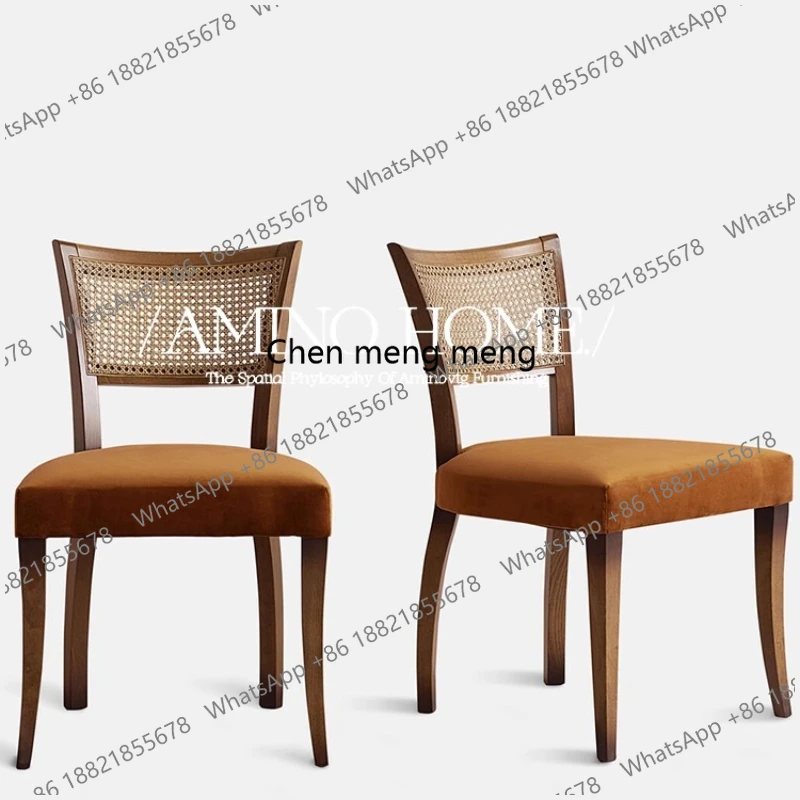 Second-hand solid wood dining chair home Nordic vintage style fabric upholstered backrest desk and chair