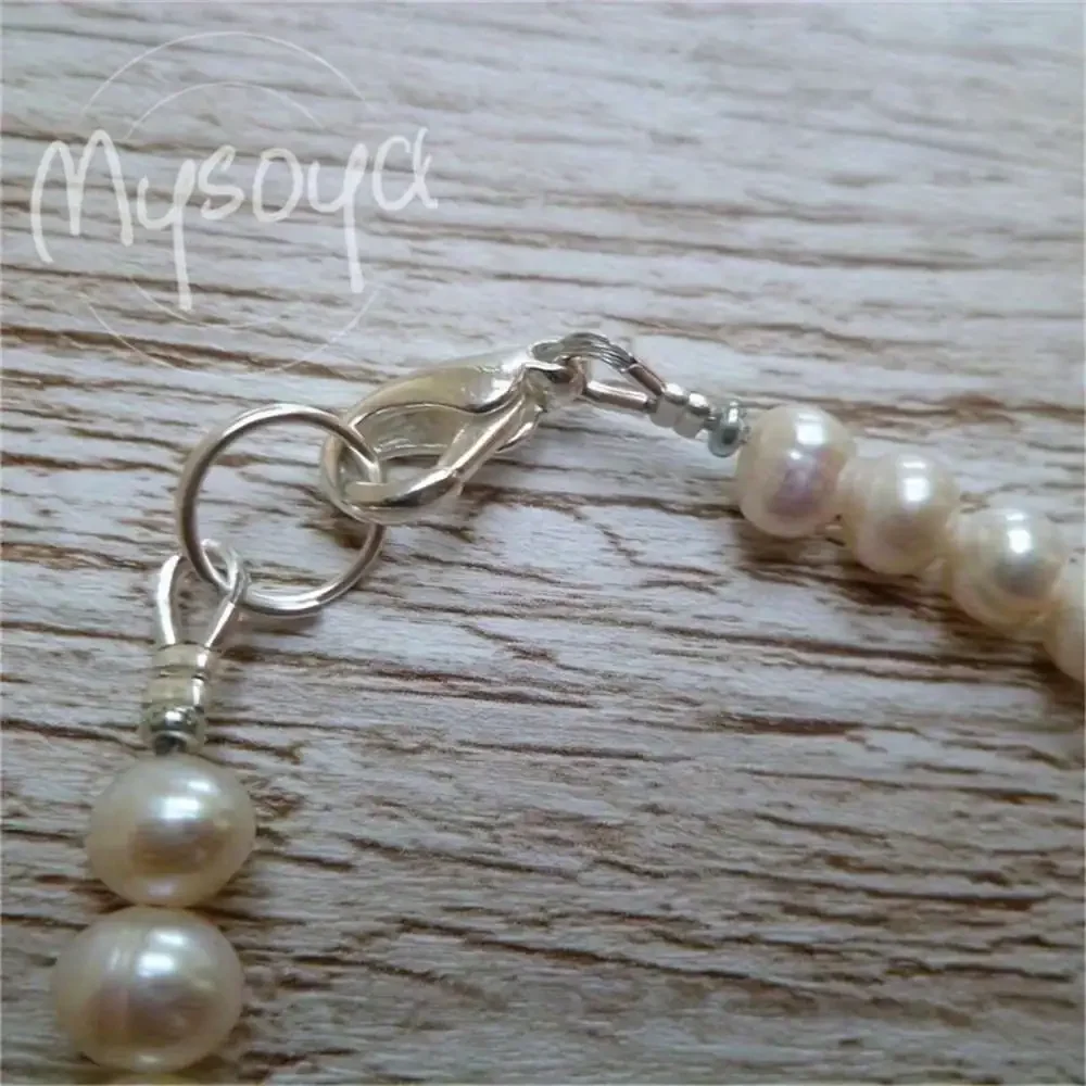 

MYSOYA 6-7mm Freshwater Pearl Minimalist Bracelet Pearls With Lobster Clasp Gift Box For Her Wedding Christmas Anniversary Gift