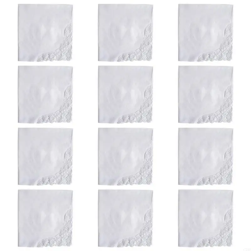 C71F White Lace Sweat Absorbent Pocket Handkerchief for Sports and Outdoor Activity Soft and Absorbent Pocket Towel