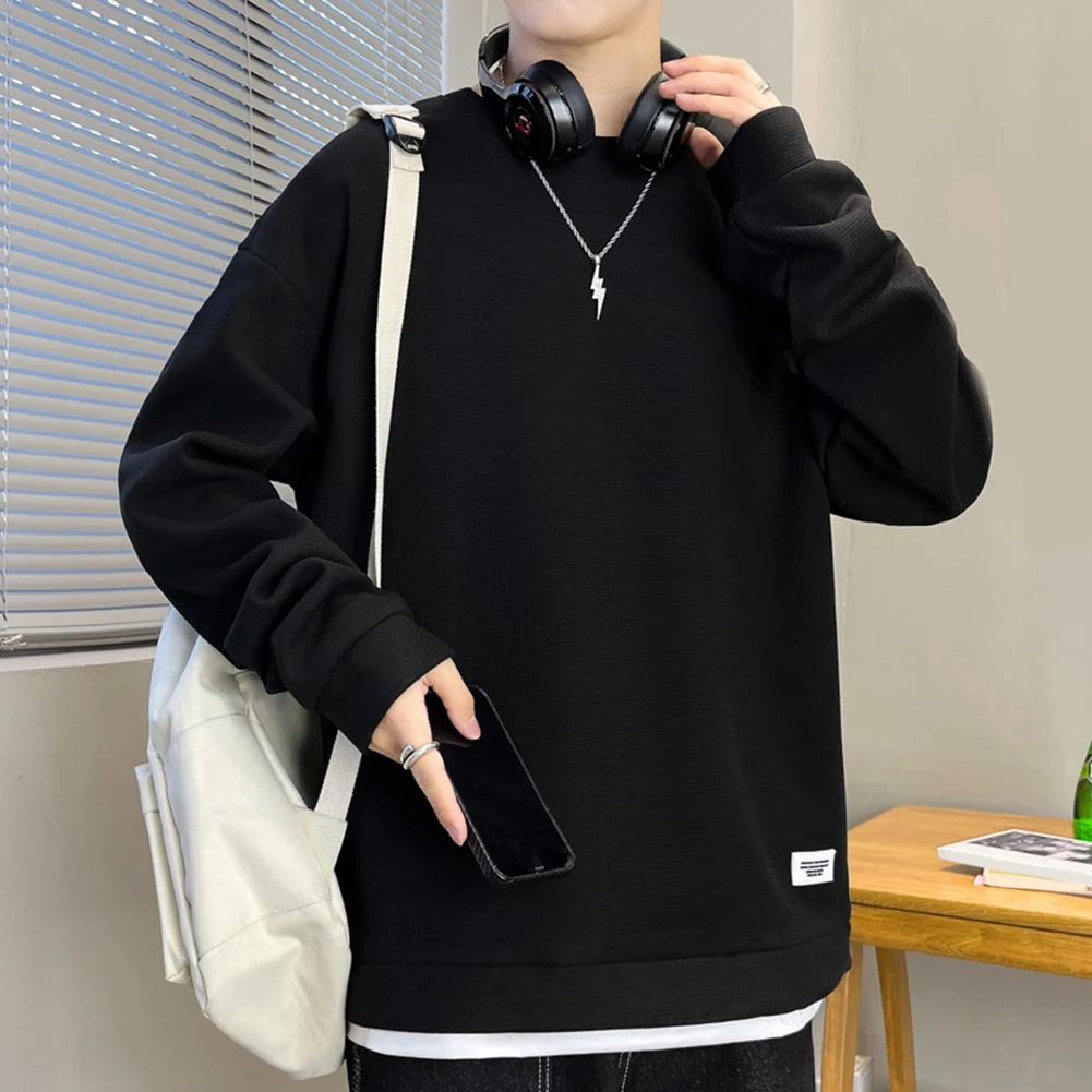 

Daily Activities Casual Outing Apricot Men Sweatshirt Solid Color Top Men Spring Autumn Wear Slight Stretch Fabric