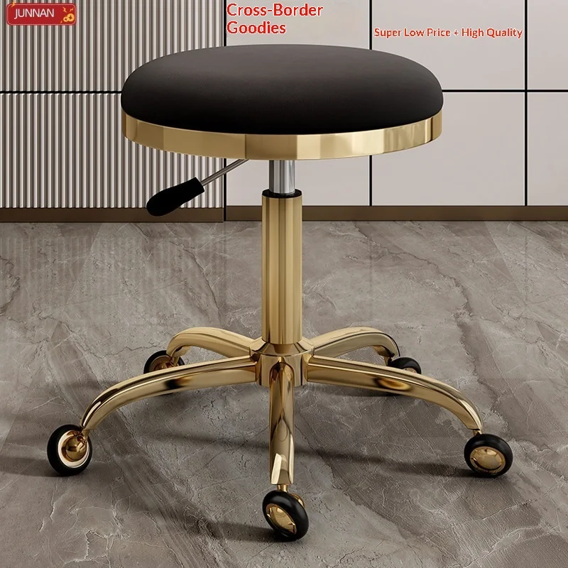 Salon Rolling Stool Height Adjustable Round Beauty Stool For Hairdressers, Barbers & Nail Techs