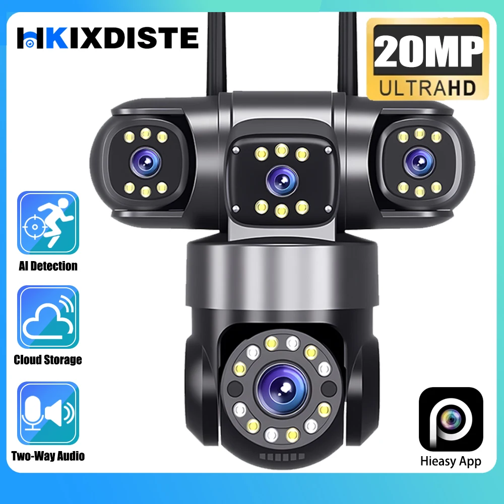 

8K 360° PTZ Control Four Lens Four Screens 16MP WIFI IP Camera Two Way Audio Linkage Auto Tracking IP66 Waterproof HiEasy APP
