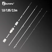 Caña de Pescar de Viaje BIUTIFU Spinning Casting XUL, Mini Caña de Fibra de Carbono de 1.8/1.95/2.1m, 0.2-10g, Ultraligera, Rápida, con Punta Sólida para Señuelos de Trucha