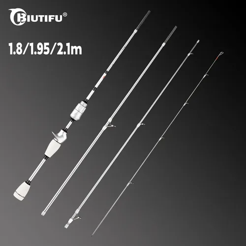 Imagen 1 del producto Caña de Pescar de Viaje BIUTIFU Spinning Casting XUL, Mini Caña de Fibra de Carbono de 1.8/1.95/2.1m, 0.2-10g, Ultraligera, Rápida, con Punta Sólida para Señuelos de Trucha