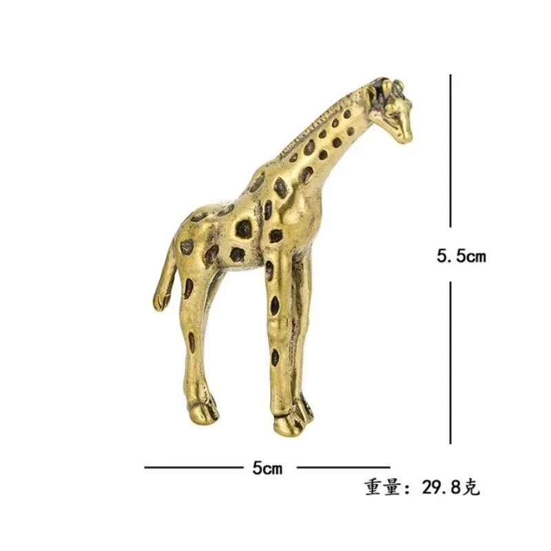 Solid Brass Giraffe Small Statue Desktop Ornament Vintage Animal Figurines Miniatures Decorations Crafts Home Decors Accessories