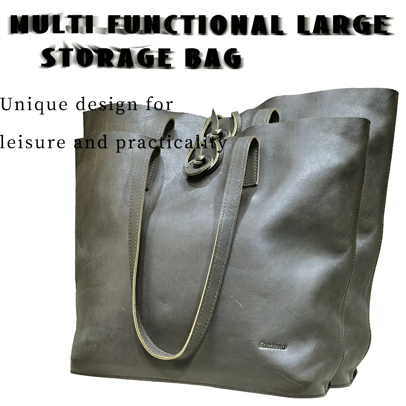 ZVHIYAO Top layer cowhide hand shoulder bag Portmanteaus Can accommodate notebook files Leather bags