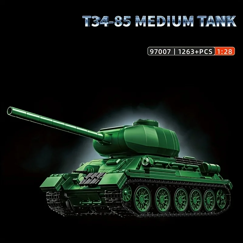 

Набор для сборки среднего танка Т-34-85, 1263 детали, модель из АБС-пластика, коллекционный подарок для любителей военной тематики на праздники