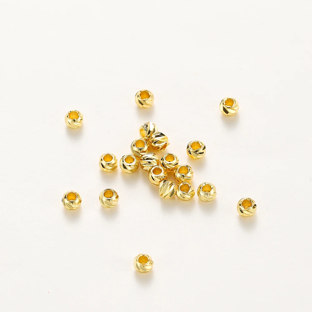 20 teile/los 18K Gold Überzogene Streifen Schnitzen Perlen Ohrring Halskette Blume Lose Spacer Perlen Für DIY Schmuck Machen Großhandel Erkenntnisse – Detail 10