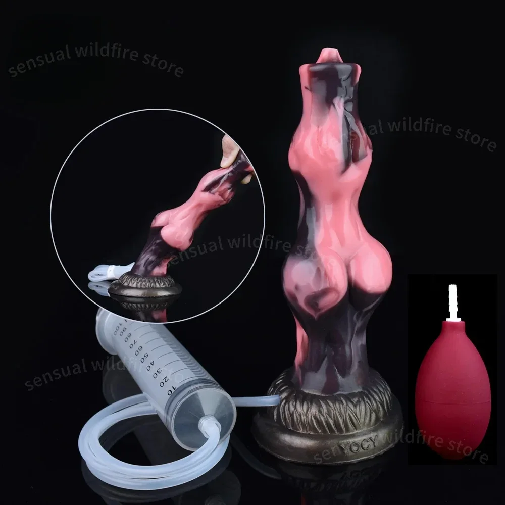 Silicone Wolf Dog Dildo Squirting Animal Penis for Women Men Beginner Sex Toy Powerful Suction Cup Ejaculation Knot Dildo